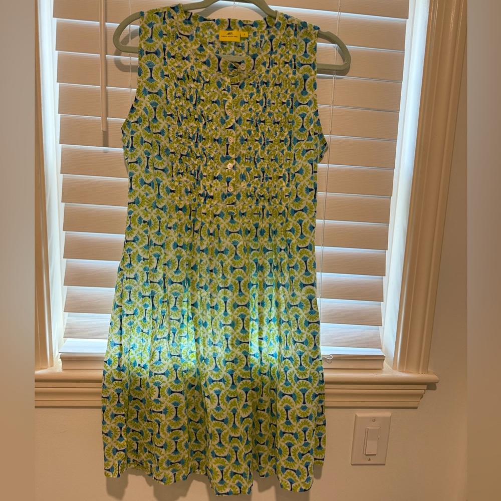 Roberta Roller Rabbit Blue & Green Patterned Dress - perfect condition! 🥑🦎🍋🟩♻️🪲 - Picture 2 of 6